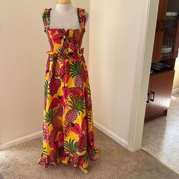 New! Farm rio medium colorful fruit dream maxi dress.